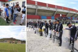 Gran cantidad de policías están presentes en el estadio Carlos Miranda para evitar algún conflicto en el nuevo clásico entre Motagua y Olimpia por el torneo Apertura de la Liga Nacional. FOTOS: Ronal Aceituno y David Romero.