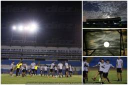 El Real España fue arropado por una maravillosa luna en su entreno nocturno en San Pedro Sula. La mala noticia es que no contará con el volante Jhow Benavídez.
