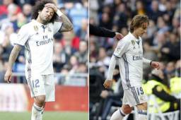 Marcelo y Modric sufrieron lesiones que los obligaron a abandonar el partido.