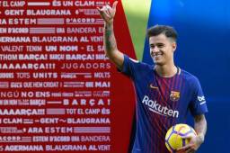 Coutinho en su presentación como nuevo jugador del Barcelona.