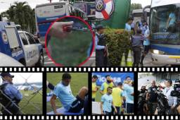 Como si estuvieran en una zona de guerra, la selección de Australia se moviliza en San Pedro Sula bajo estrictas medidas de seguridad. Fotos Delmer Martínez