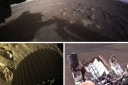 La NASA publicó este viernes imágenes que muestran el espectacular descenso de su vehículo de exploración Perseverance a la superficie de Marte, suspendido por cables para frenarlo, las primeras imágenes de una maniobra de este tipo.