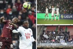 Alberth Elis marcó su tercer gol en Francia y estas fueron las fotos que dejó del hondureño el partido contra Metz. Agredeció a la afición y celebró como la 'panterita'.