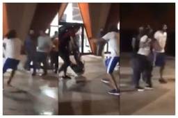 Los dos basquetbolistas de los Gigantes de Jalisco golpean a varios aficionados de los Rayos de Hermosillo en México.