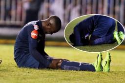 El máximo goleador de Motagua reacciona con tristeza luego de perder la final de la Concacaf League ante Herediano.