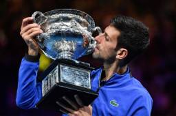 Así celebró Novak Djokovic su nueva conquista en el Abierto de Australia.