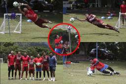 El periodista Saúl Carranza vivió en carne propia un entrenamiento de alto nivel con los porteros del Motagua, actuales campeones del fútbol hondureño. Foto: Andro Rodríguez.