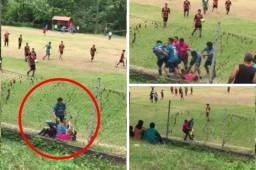 ¡Hasta en el suelo! Árbitro asistente y jugador se van a los golpes en pleno partido de fútbol en Santa Bárbara (VIDEO)