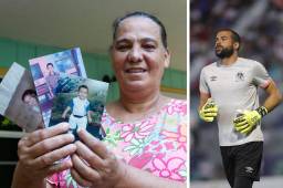 Doña Sue Johnson, con una sonrisa por delante, muestra las fotos de niño de su Edrick Menjívar. “Estoy muy orgullosa de él”, confesó. FOTO: Neptalí Romero
