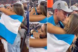 Emotivo abrazo, un beso y los dos llorando: Mauricio Dubón con su esposa tras quedar campeón de la Serie Mundial con los Astros