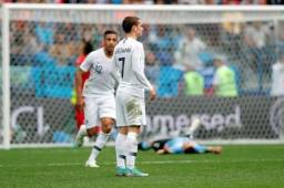 Antoine Griezmann no celebró su gol frente a Uruguay en los cuartos de final del Mundial de Rusia 2018.