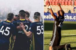Douglas Martínez celebrando uno de sus goles con el Real Monarchs .
