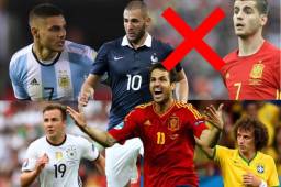 Estas estrellas se fueron apagando poco a poco y sus entrenadores de selección los han dejado al margen de la convocatoria para la Copa del Mundo de Rusia 2018.