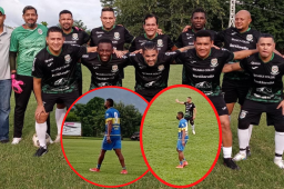 A falta de club, Carlo Costly ha decidido mantenerse en forma jugando con el Chupacabras de la Liga de veteranos