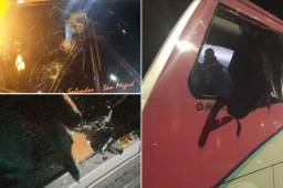 Así quedó el autobús tras el ataque por los aficionados del Alianza.