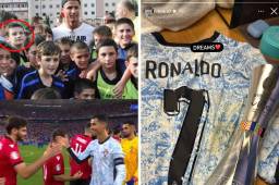 Kvaratskhelia presumió en sus redes sociales la camisa que le regaló Cristiano Ronaldo, además del trofeo por haber sido el mejor del partido en el Portugal-Georgia por la Eurocopa.