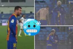 Lionel Messi no aguantó los 11 grados centígrados en Valdebebas. Se tuvo que cambiar la camiseta.