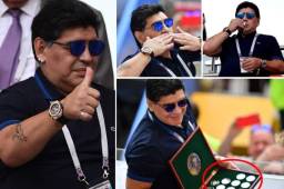 Luego que la FIFA le advirtiera que podría ser vetado de los estadios del Mundial de Rusia 2018, el argentino Diego Maradona se mostró sobrio en el palco de honor y mucho más tranquilo que en los primeros tres juegos.