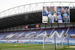 Wiigan ubicó la imagen de ambos futbolistas en las gradas del DW Stadium.