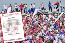 La barra Ultrafiel del Olimpia, no es bienvenida en Tocoa y Real Sociedad anuncia que no los dejarán ingresar al estadio Francisco Martínez.