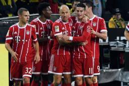 Robben celebrando junto a James Rodríguez, Alaba, Lewandowski y Kimmich.