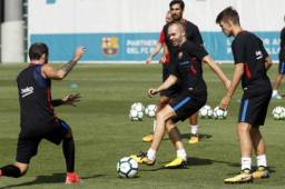 Andrés Iniesta, en el entrenamiento de esta mañana FOTO: Barcelona