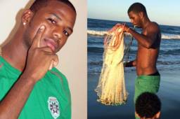 Juan Carlos García, en sus inicios como futbolista del Marathón. Aquí en sus vacaciones pescando en Tela.