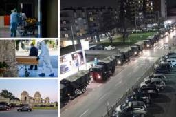 El cementerio colapsó y una impresionante caravana de camiones muestra cómo el coronavirus está golpeando a la provincia de Bérgamo en Italia. Imágenes dramáticas.