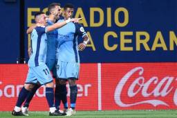 Antony Lozano celebrando el gol del triunfo del Girona con Stuani.