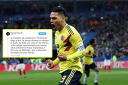 Radamel Falcao no se guardó nada y mostró su felicidad por ser convocado para el Mundial de Rusia 2018.