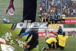 La jornada 16 dejó imágenes muy curiosas. En Puerto Cortés el Honduras Progreso celebró su victoria y ya huele la salvación. En el estadio Nacional, al Real España le lanzaron de todo.