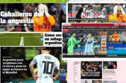 La selección de Argentina cayó derrotada 3-0 ante Croacia y está al borde de la eliminación en el Mundial de Rusia 2018. La prensa en tod el mundo señala a Messi y Caballero.