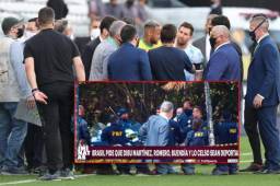 Autoridades brasileñas fueron al hotel de Argentina para deportar a cuatro de sus futbolistas, no pudieron y tuvieron que suspender el encuentro en pleno juego.