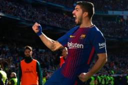 Suárez celebrando su anotación ante el Real Madrid.