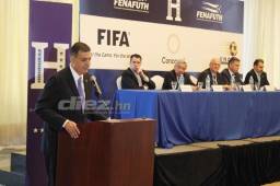 Jorge Salomón, presidente de Fenafuth, cuando tomaba el mando del organismo rector del fútbol hondureño. Fotos Ronal Aceituno