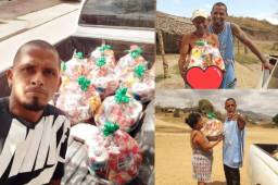 Wilfredo Barahona cuando hacía entrega de las canastas con alimentos en Juticalpa.