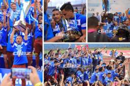 Así fue la celebración de Motagua en el estadio Olímpico de San Pedro Sula tras conseguir el título número 18 en su historia. FOTOS: Melvin Cubas, Yoseph Amaya