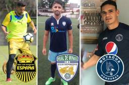 Los jugadores, Maximiliano Callorda (uru) de Real España, Israel Sival (Bras) de Real de Minas y Roberto Moreira (Par) fichado por el Motagua.