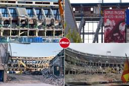 La antigua casa del Atlético de Madrid continuó los trabajos de demolición este fin de semana. Así luce en estos momentos el recordado recinto.