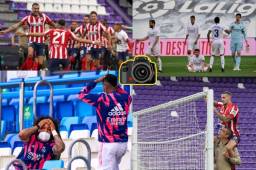 Las fotos que no se vieron por TV post partidos del Atlético y Real Madrid. Luis Suárez dio la nota del día.