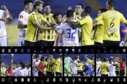 Jhow Benavidez y Germán Mejía se fueron a los golpes en pleno terreno de juego, el árbitro Saíd Martínez los echó a ambos por esta trifulca en donde otros futbolistas también se dieron.