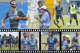 La Selección de Honduras entrenando en el estadio Morazán con la novedad que el delantero Eddie Hernández lo hizo con todo y no ha mostrado molestias en la lesión en el rostro. Fotos Delmer Martínez y Neptalí Romero.