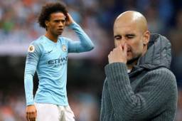 Leroy Sané y Pep Guardiola, en problemas en el Manchester City.