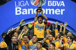 Damián Álvarez fue el encargado de levantar la copa de campeón de la Liga MX para los Tigres.