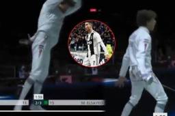 Esgrimista egipcio Mohamed Elsayed celebró como Cristiano Ronaldo cuando venció al favorito al oro en los Juegos Olímpicos.
