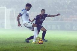 Jona Mejía marcó su tercer gol del torneo con el UCAM Murcia. El catracho jugó de titular los primeros 45 minutos en la derrota ante el Huesca. Foto @LaLiga