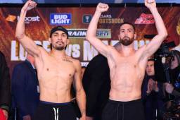 Teófimo López y Sandor Martín cumplieron con el pesaje correcto para su pelea y ahora ya está todo listo para ver a los dos luchadores en acción. FOTO: Solo Boxeo