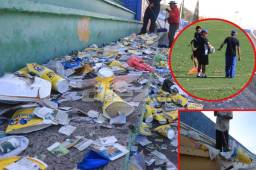 Tras la final de la Copa Concacaf, los aficionados del Motagua dejaron enormes cantidades de basura en las gradas del Nacional. Hasta parte del cuerpo técnico del Olimpia ayudaron en la limpieza.