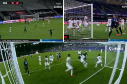 Edwin Rodríguez salvó de la línea de gol al Olimpia. Edrick Menjívar salió mal en un centro y el volante sacó el remate del equipo Montreal Impact.