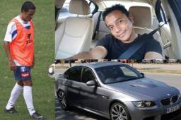 El exjugador del Olimpia y de la Selección de Honduras, Danny Turcios, con su nuevo vehículo, un BMW que presume en las redes sociales. Fotos Instagram